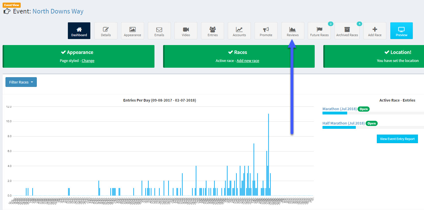 eventrac, How to approve Race Reviews