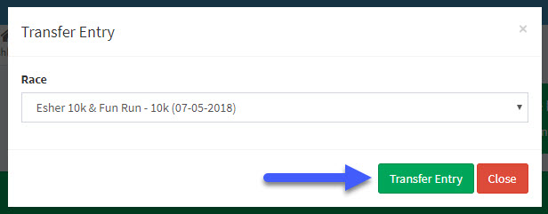 eventrac, How to Transfer an Entry to another Race